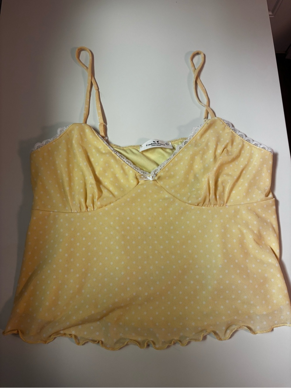 Women’s Yellow Polka Dot Satin Camisole Tank Top